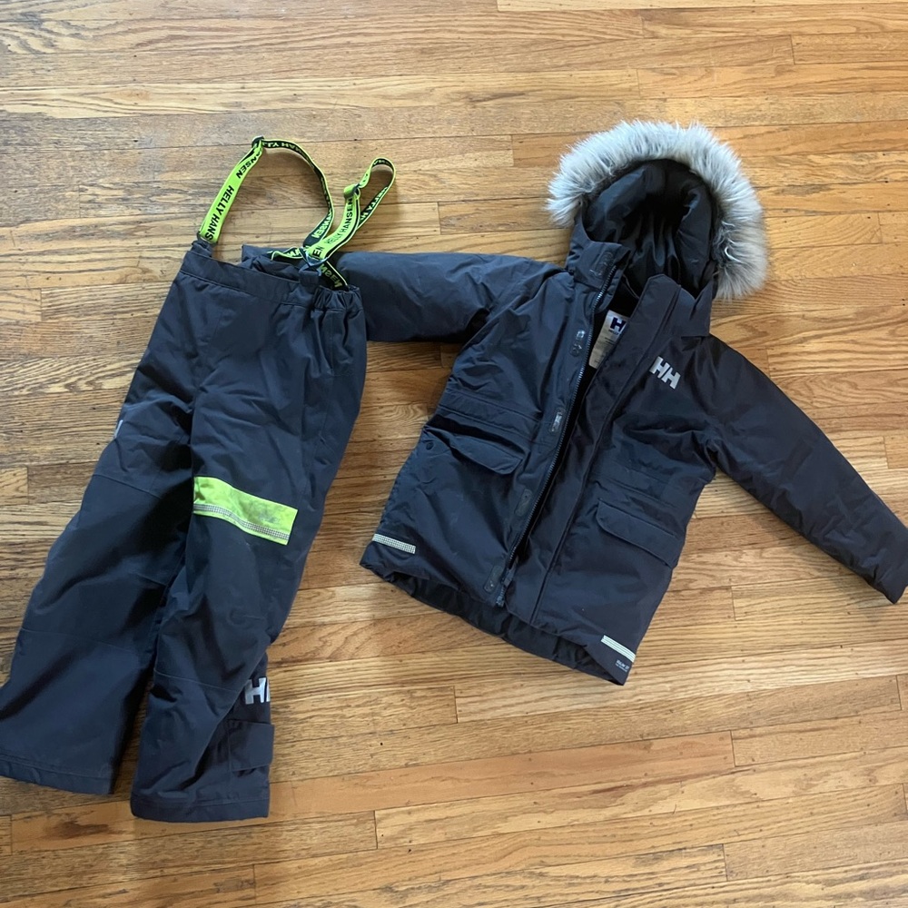 Helly Hansen waterproof insulated Black Snowsuit with Fur Hood